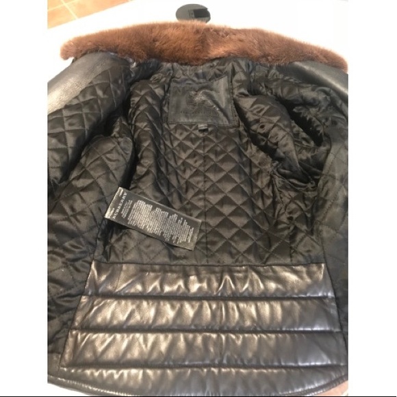 Burberry Prorsum Black Leather Jacket Mink Collar - Picture 5 of 8